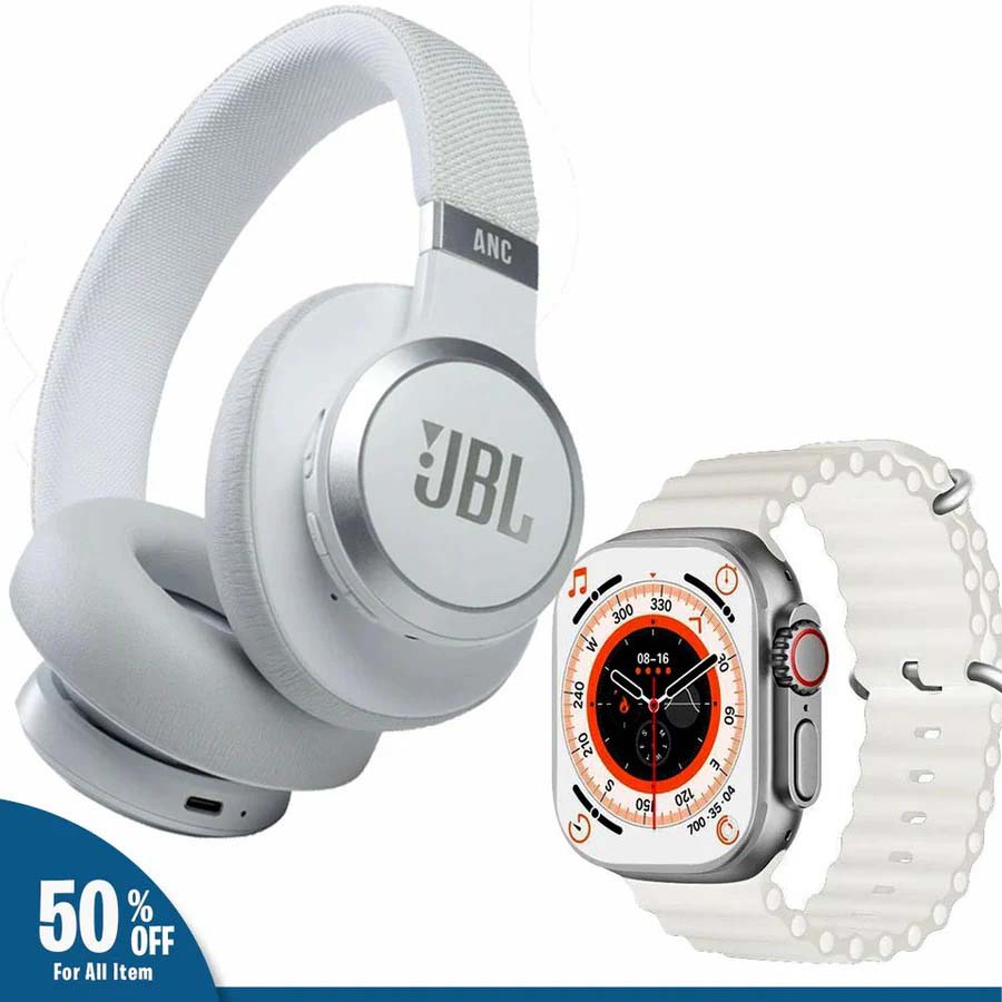 JBL JB55 Headphones + Ultra 8 Watch Combo